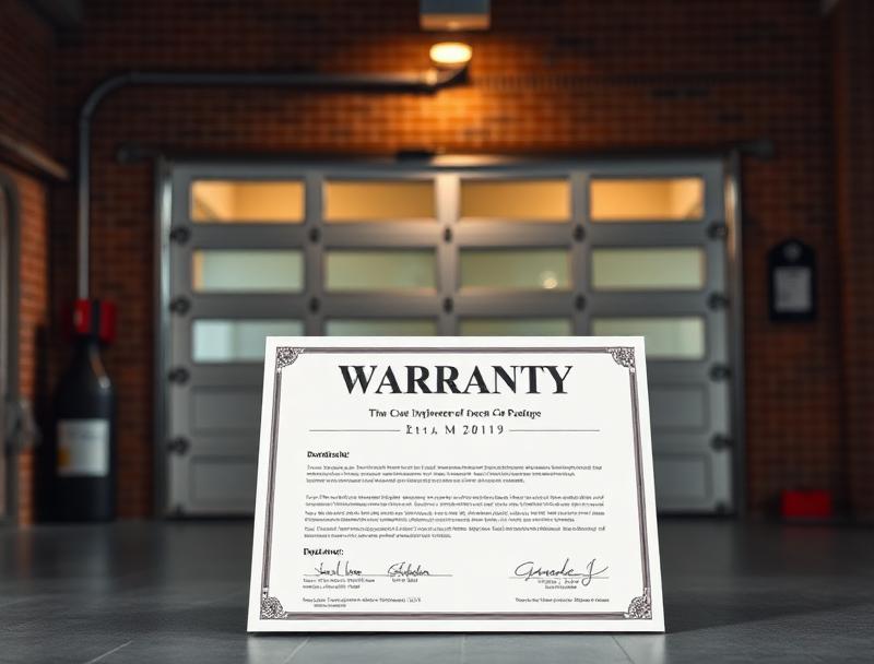 Warranty document with garage door in background
